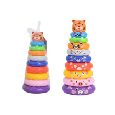 Lean Toys Kör Piramis Állati matricák Tigris Színes készségfejlesztő