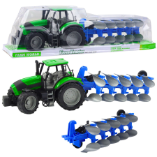Lean Toys Mezőgazdasági traktor ekehajtással Green 50cm autópálya és játékautó