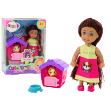 Lean Toys Mini Doll Hosszú Haj Színes Ruha Kutya Buda baba