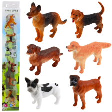 Lean Toys Mini figurák szett Kutya Németjuhász tacskó francia bulldog 4cm 6db játékfigura