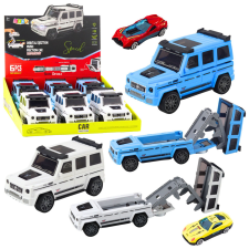 Lean Toys Off-Road Car Metal Rejtett Autó Fény Hang Fehér Kék autópálya és játékautó
