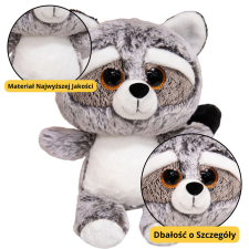 Lean Toys Plüss Raccoon ennivaló nagy szemek 22cm plüssfigura