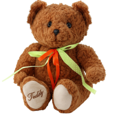 Lean Toys Plüss Teddy Bear Zöld-Piros masni Barna 30cm plüssfigura