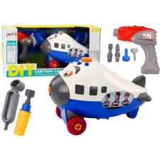 Lean Toys Rajzfilm Repülőgép Csavaró Szárnyak DIY Kék barkácsolás, építés