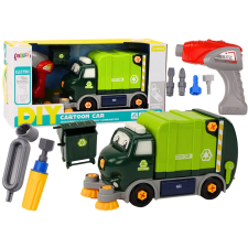 Lean Toys Rajzfilm szemetes teherautó fordult mozgatható barkács zöld barkácsolás, építés