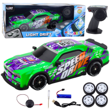 Lean Toys RC távirányító Sportautó Világító Drift Body Green távirányítós modell