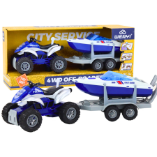 Lean Toys Rendőrségi Quad utánfutóval hajó és motorcsónak szállítására autópálya és játékautó