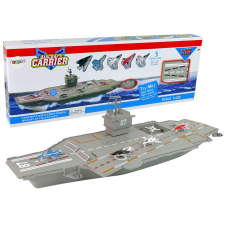 Lean Toys Repülőgép-hordozó sugárhajtóművek 5 db Hangfényszóró autópálya és játékautó