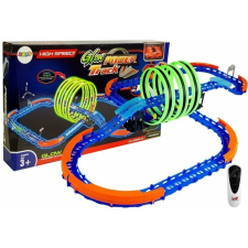 Lean Toys Sötétben világító versenypálya hurokkal és távirányítású autóval 7052 autópálya és játékautó