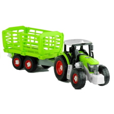 Lean Toys Szerelő traktor nyitott pótkocsival 43 cm autópálya és játékautó