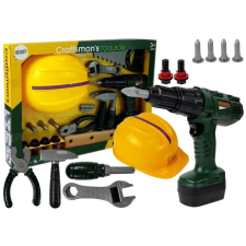Lean Toys Szerszámkészlet akkumulátoros fúrókalapács sisak barkácsolás, építés