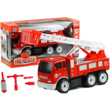 Lean Toys Szétszedhető tűzoltó-mentő teherautó kis szerelő kerékkulcs csavarhúzó barkácsolás, építés