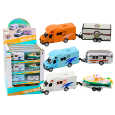 Lean Toys Terepjáró csónakkal vagy lakókocsival, fém meghajtással autópálya és játékautó