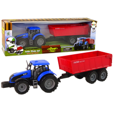 Lean Toys Traktor pótkocsi mezőgazdasági jármű Farm Blue autópálya és játékautó