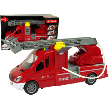 Lean Toys Tűzoltóautó piros víz hangok fények autópálya és játékautó