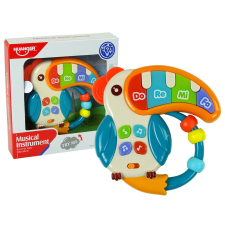 Lean Toys Zenés zongora papagáj hangok fények gyöngyök készségfejlesztő