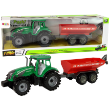 Lean Toys Zöld traktor Red Trailer Fractal meghajtóval autópálya és játékautó