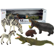 leantoys Afrikai Állatok Figurakészlet - Vízilóval, Zebrával (12361) játékfigura