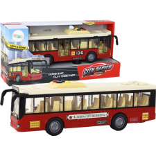 leantoys Akkumulátoros Busz - Fény és Hanghatásokkal, 1:16, Vörös (16959) autópálya és játékautó