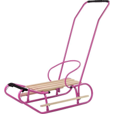 leantoys Fém Szánkó Tolórúddal Háttámla Szíj Rózsaszín (13367) szánkó