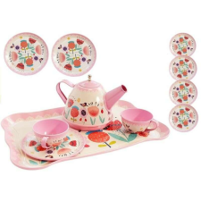 leantoys Fém teáskészlet pattogatott kukoricával gyerekeknek, 14 részes MCT 5818 játék konyhakészlet