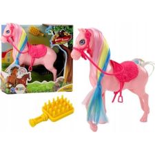leantoys Figura Ló Színes Sörény Rózsaszín Nyereg Gazdaság Rózsaszín Ecsettel 18205 ( ) játékfigura