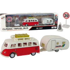 leantoys Piros Busz Camping Trailer Járműkészlettel 13303 (13303) autópálya és játékautó