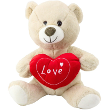 leantoys Plüss Játék Maci Szívvel Krém Bézs 30cm- 21329 (21329) plüssfigura