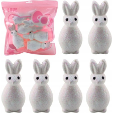 leantoys Styrofoam Húsvéti Nyuszik Glitter Dekoratív Fehér 6 db 21319 (21319) party kellék