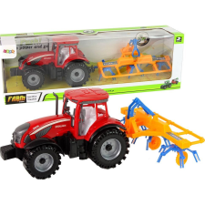 leantoys Súrlódó Meghajtású Traktor - Gereblyével, Piros (14837) autópálya és játékautó
