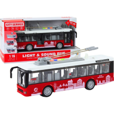 leantoys Trolibusz - 1:16, Fény és Hanghatásokkal, Fehér/Piros (17994) autópálya és játékautó