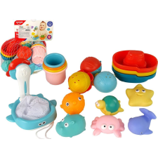 leantoys Vízi Állatok Gumihálós Fürdőszett - Tengeri Élőlényekkel, 17 Darabos (13381) fürdőszobai játék