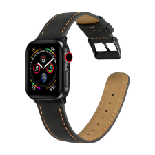 Leather Strap Apple Watch 42/ 44/ 45/ 49 mm bőr szíj fekete okosóra kellék