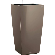 Lechuza Cubico Premium oszlopkaspó 30 cm x 30 cm szürkésbarna magasfényű kerti dekoráció
