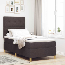  LED Box Spring Ágy matracmal Sötét Barna 90 x 190 cm szövet ágy és ágykellék