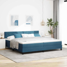  LED Box Spring Ágy matracmal Sötét kék 200 x 200 cm Bársony ágy és ágykellék
