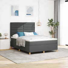 LED Box Spring Ágy matracmal Sötétszürke 140 x 190 cm szövet ágy és ágykellék