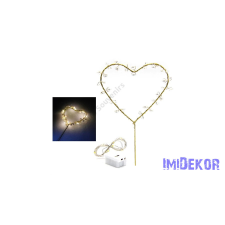  LED-es szív dekoráció 8,5x16cm - Melegfényű dekorációs kellék