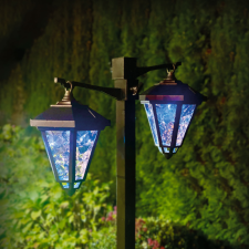 LED-es szolár lámpa - kandeláber - 137 cm - fekete - hidegfehér kültéri világítás