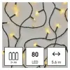  LED karácsonyi fényfüzér, 5,6 m, 3x AA, kültéri és beltéri, meleg fehér, időzítő