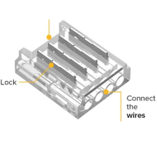  LED-szalag táp- és adatcsatlakozó – kábelhez (4pin, forrasztásmentes) világítási kellék