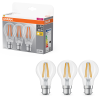 Ledvance Gmbh Osram B22d LED 7W, 806 lm, 2700 K, melegfehér, áttetsző üveg-60 W izzó helyett, 3 darabos - Base Classic A 60 filament