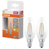 Ledvance Gmbh Osram E14 LED gyertya, 1,8W, 250 lm, 2700 K, melegfehér, áttetsző üveg-25 W izzó helyett, 2 darabos - Star Classic B filament