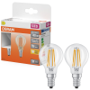 Ledvance Gmbh Osram E14 LED kisgömb, 3,4W, 470 lm, 2700 K, melegfehér, áttetsző üveg-40 W izzó helyett, 2 darabos - Superstar Classic P filament