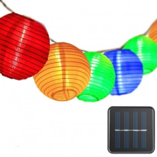 LEDvonal Led fényfüzér , kültéri , napelemes , színes lampion , 10 db , 3 m , IP44 kültéri világítás