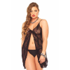 Leg Avenue Rose Lace Babydoll, black, PLUS SIZE