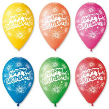Léggömb, 30 cm, "Happy Birthday", tüzijáték party kellék