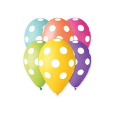 . Léggömb, 30 cm, teli pöttyös (PT11PRPOTY) party kellék