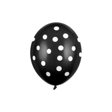 Léggömbök 30 cm, pöttyös, pasztell fekete (1 db / 6 db) party kellék