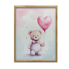 Léggömbszívű MEDVE VÁSZON FESTMÉNY GYERMEKEKNEK 50x70 KERET NÉLKÜL grafika, keretezett kép